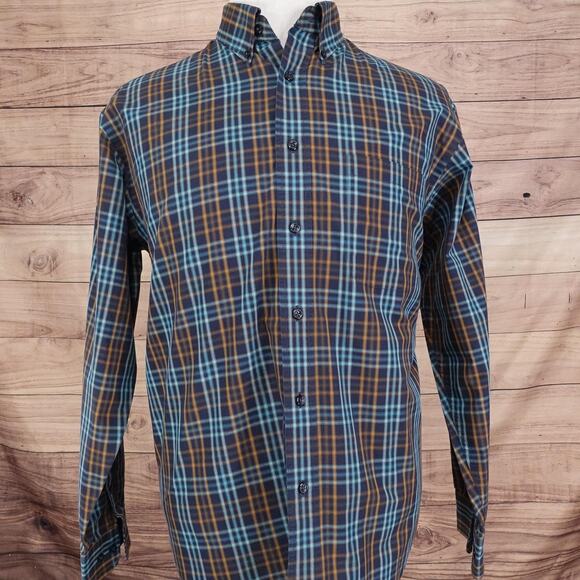 Roundtree & Yorke Shirt Mens Large Plaid Button Down Long Sleeve Classic Fit - Picture 3 of 8